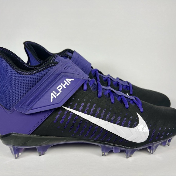 Nike Alpha Menace Pro 2 Mid Purple Black Football Cleats Size 12 - Picture 3 of 10